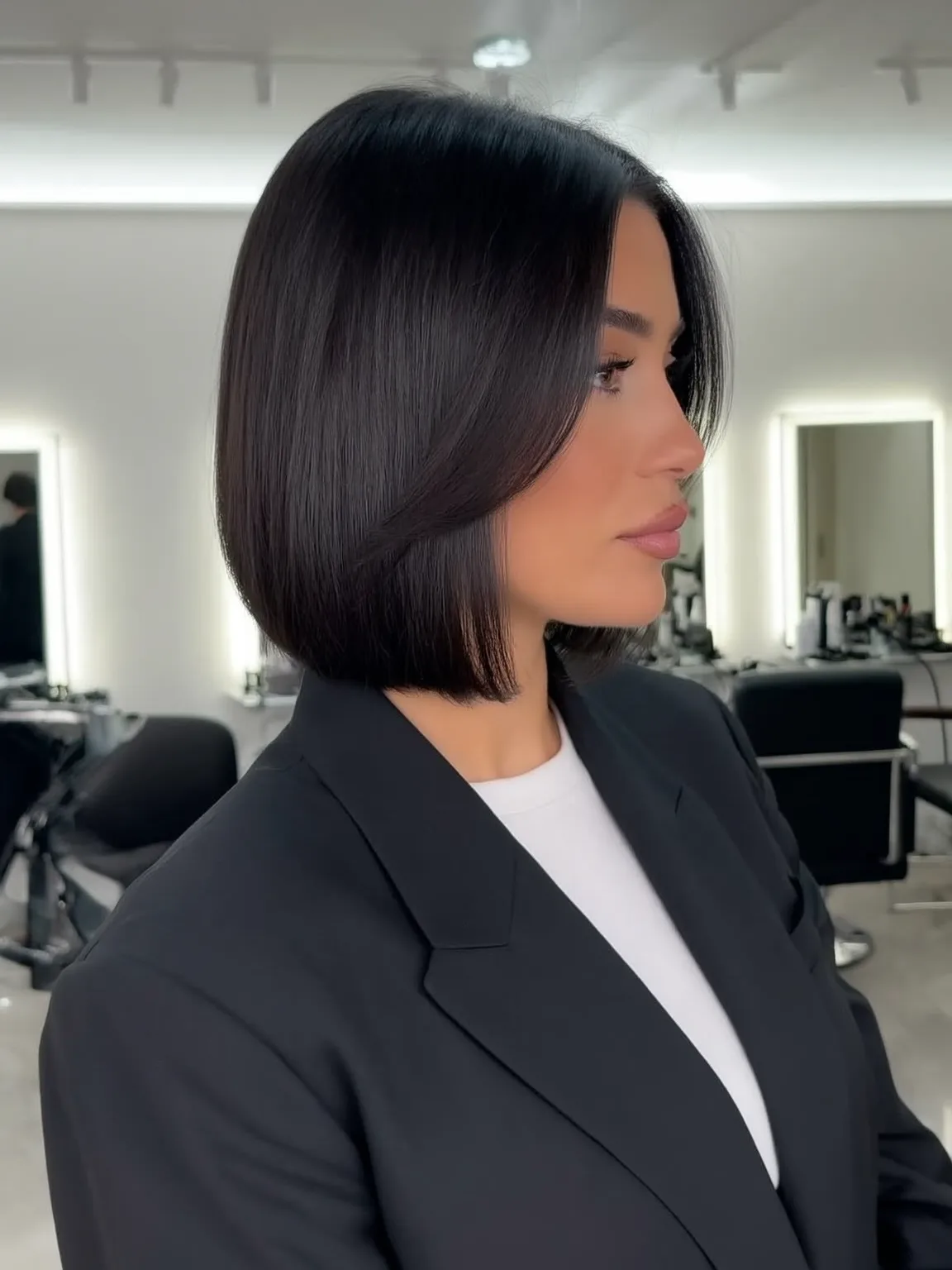 Flat Volume Blunt Chin-Length Espresso Bob